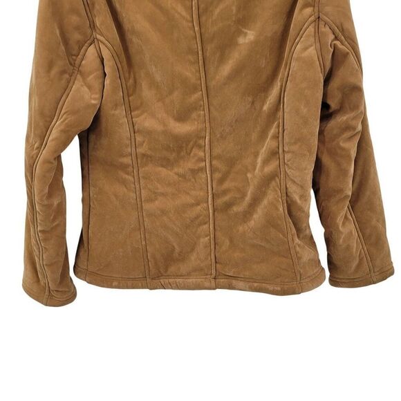 Vtg Oscar Piel Faux Suede Jacket Camel Faux Fur Lining Button Up S Boho Hippie - Picture 9 of 10